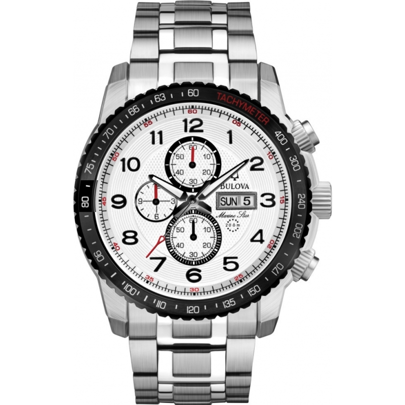 Bulova Mens Marine Star Silver Chronograph Watch