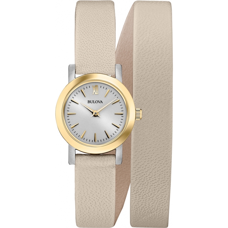 Bulova Ladies Dress Cream Leather Strap Watch