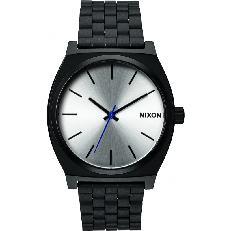 Nixon Mens Time Teller Black Silver Tapered Strap Watch