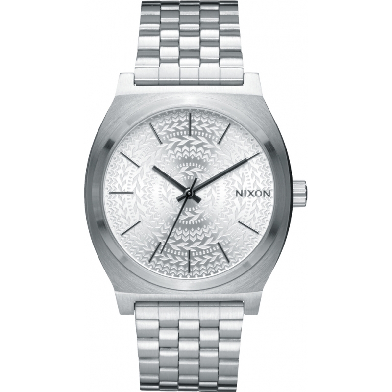 Nixon Mens Time Teller All Silver Stamped Tapered Strap Watch