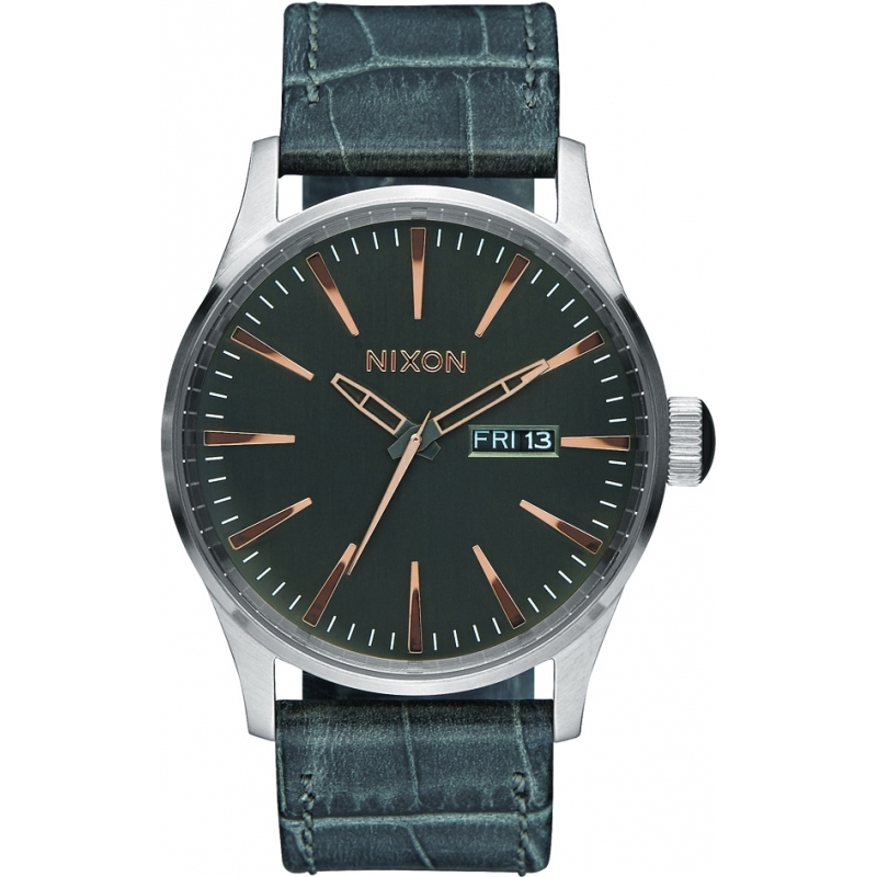 Nixon Mens Sentry Grey Gator Leather Watch