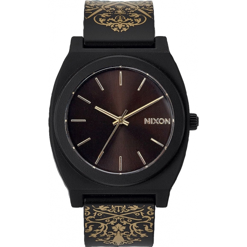 Nixon Mens Time Teller P Black Gold Ornate Watch