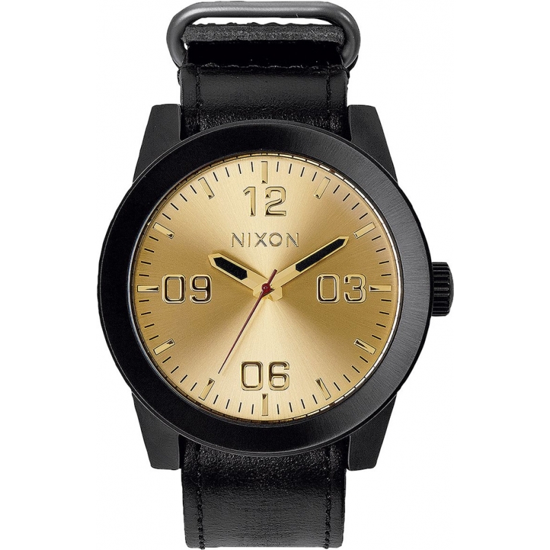 Nixon Mens Corporal Black Gold Watch