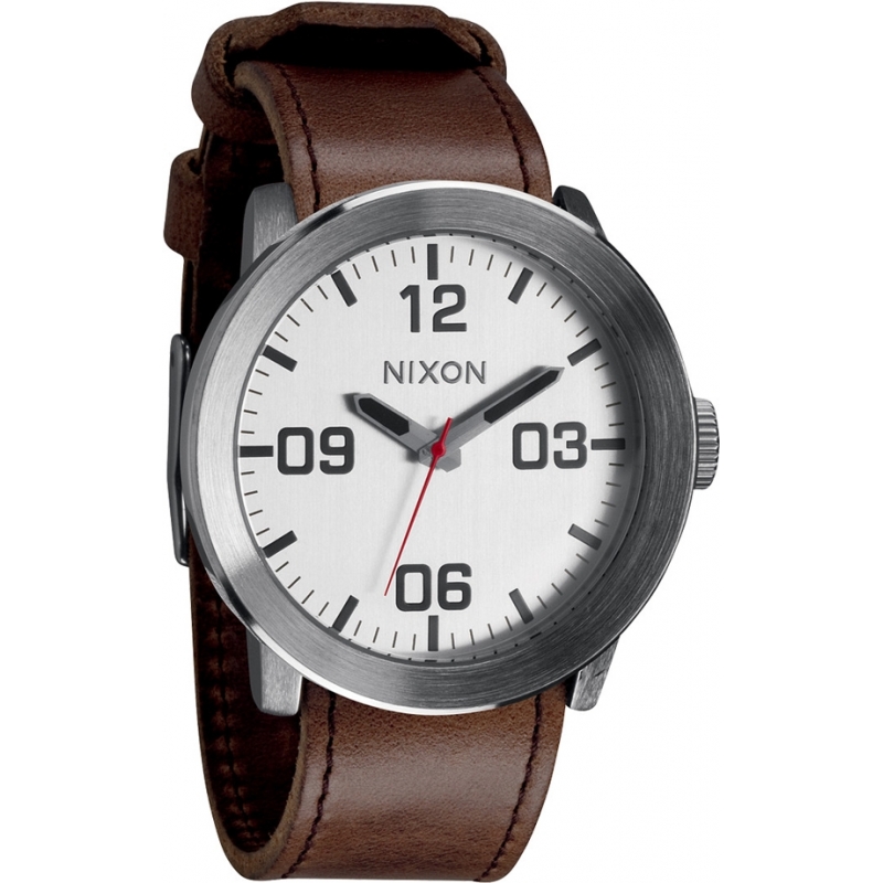 Nixon Mens Corporal Silver Brown Watch