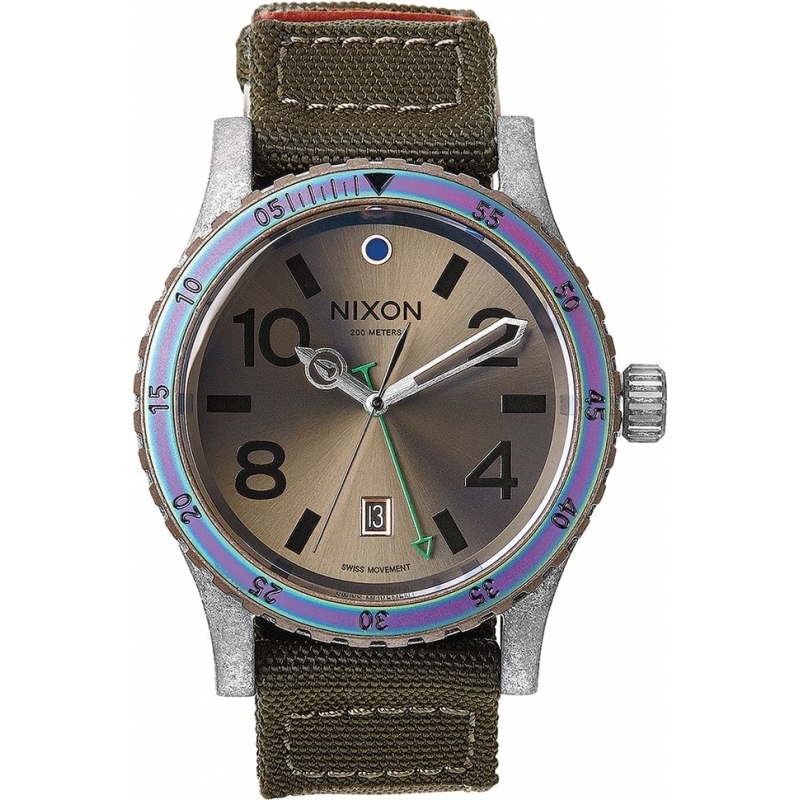 Nixon Mens Diplomat Surplus Antique Silver Watch