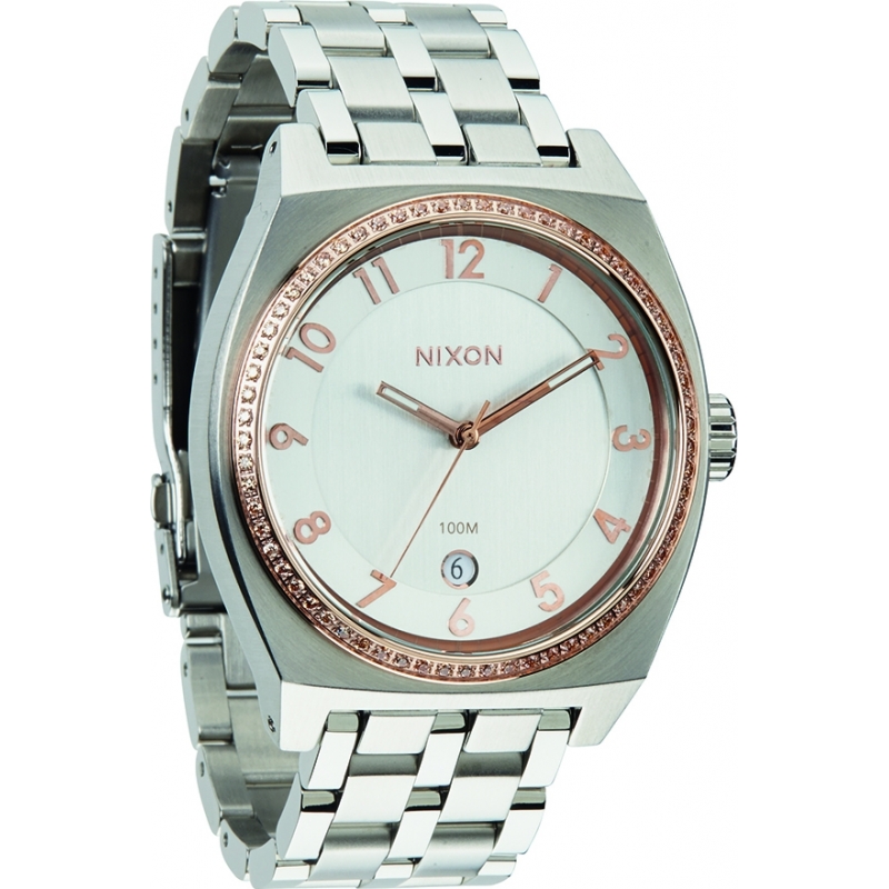 Nixon Ladies Monopoly Silver Champagne Crystal Watch