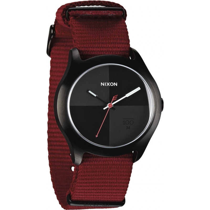 Nixon Quad Dark Red and Black Watch