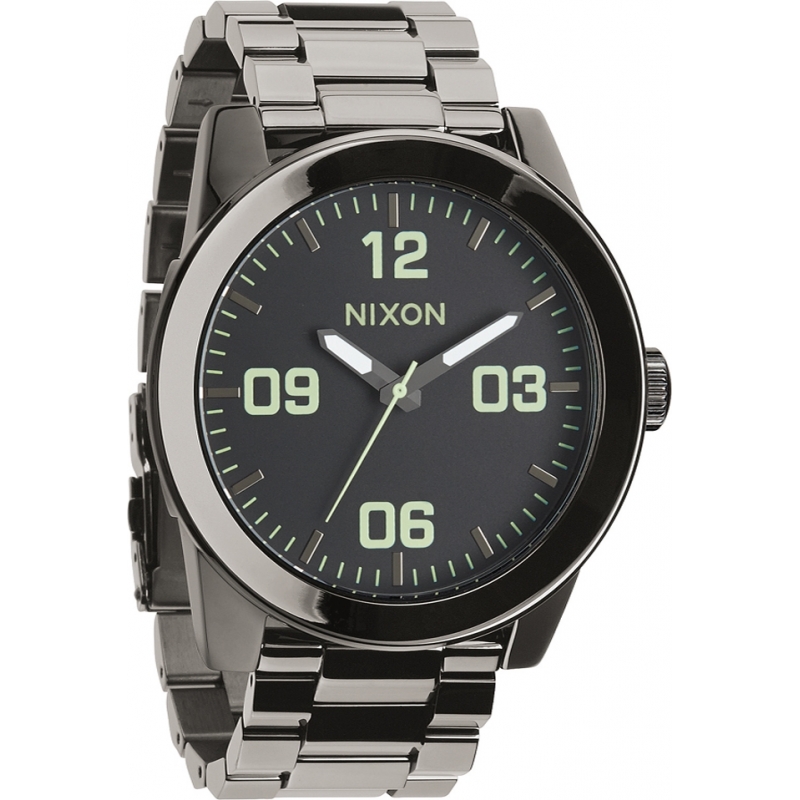 Nixon Mens Corporal SS Polished Gunmetal Lum Watch