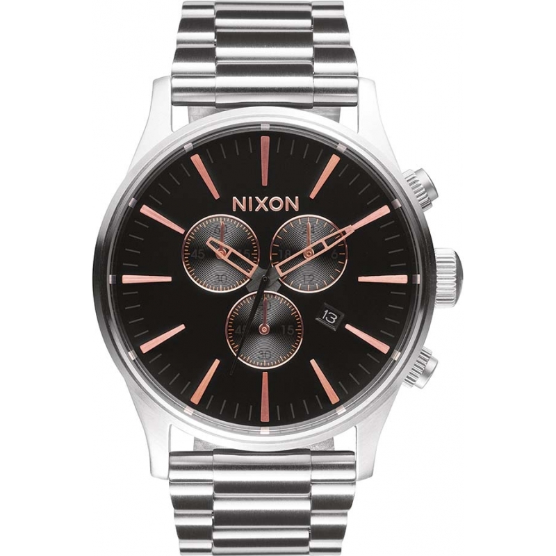 Nixon Mens Sentry Chrono Grey Rose Gold Watch