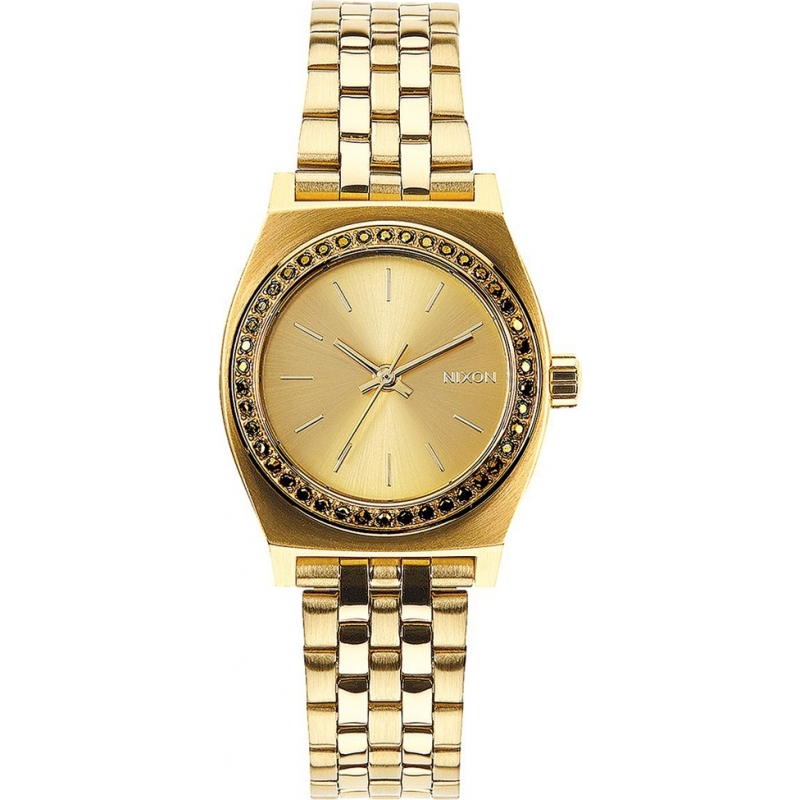 Nixon Ladies Small Time Teller All Gold Crystal Watch