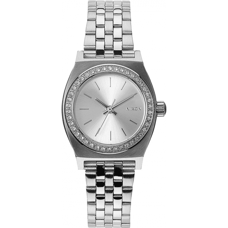 Nixon Ladies Small Time Teller All Silver Crystal Watch