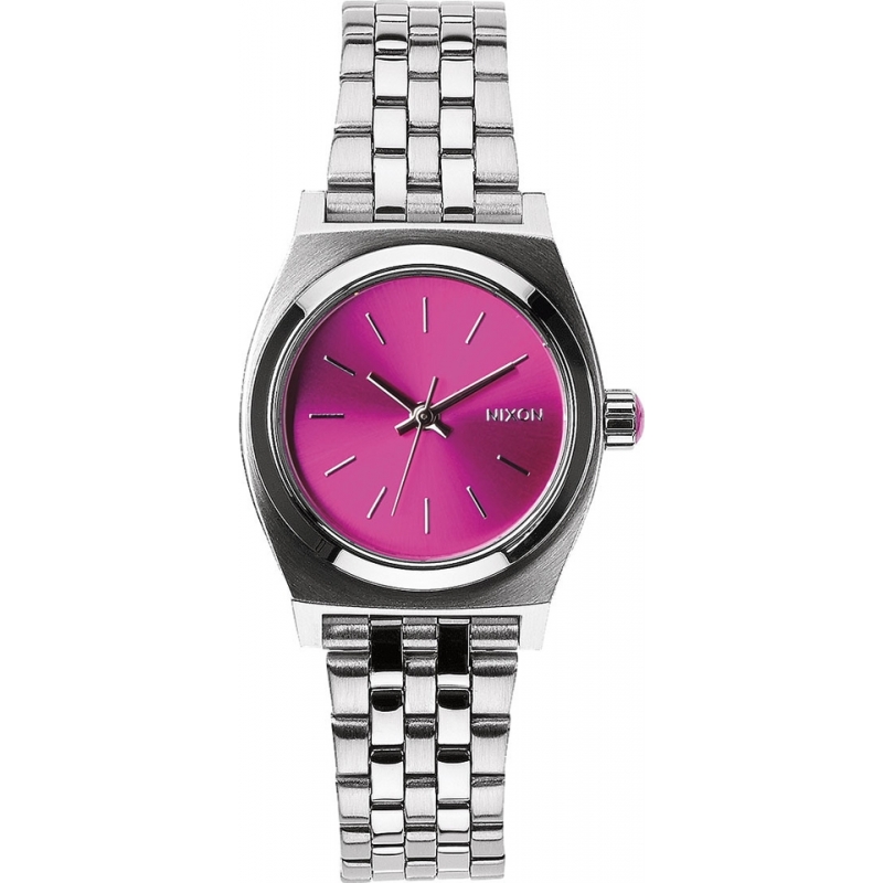 Nixon Ladies Small Time Teller Pink Sunray B4BC Tapered Strap Watch