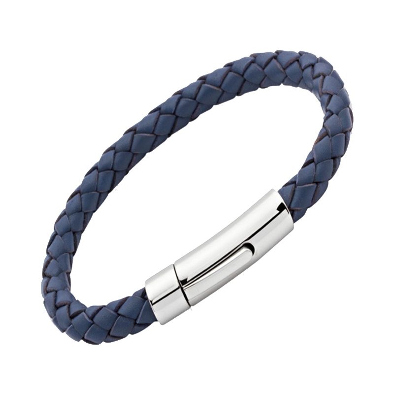 Unique Mens Blue Leather Bracelet