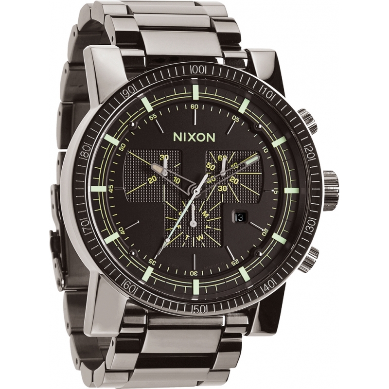 Nixon Mens Magnacon SS II Polished Gunmetal Lum Watch