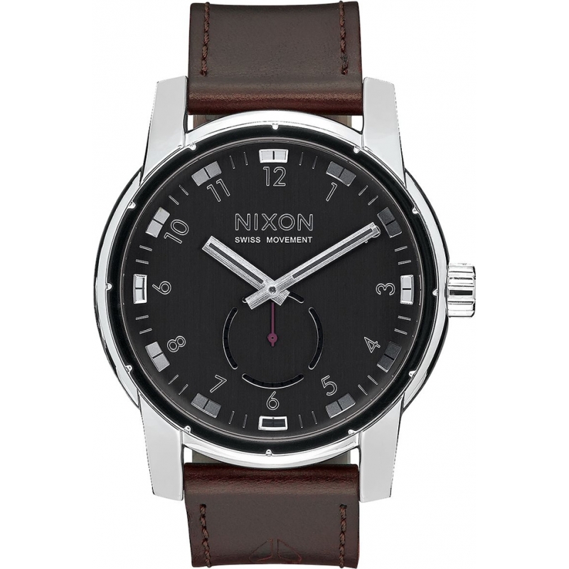 Nixon Mens Patriot Black Horween Leather Watch
