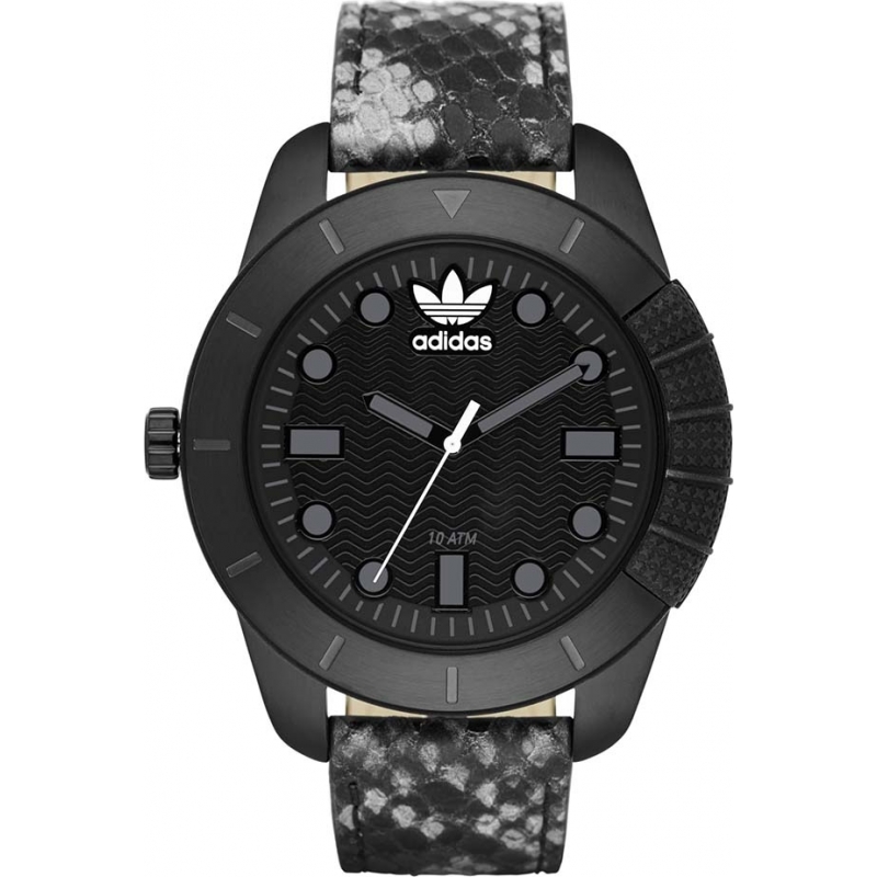 Adidas Mens ADI-1969 Black IP Animal Print Watch