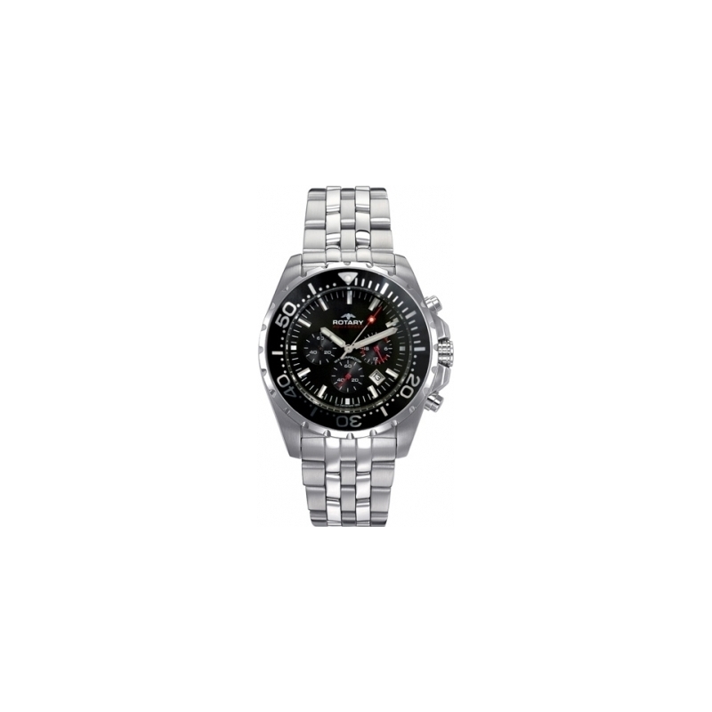 Rotary Mens Aquaspeed Black Steel Chronograph Watch