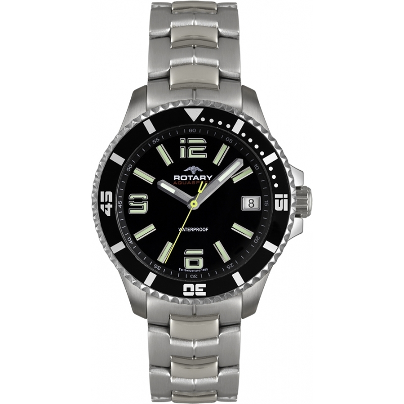 Rotary Mens Aquaspeed Black Steel Watch