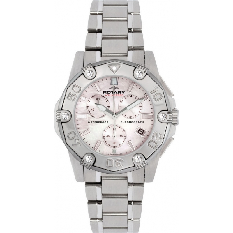 Rotary Ladies Aquaspeed Pink Steel Chronograph Watch