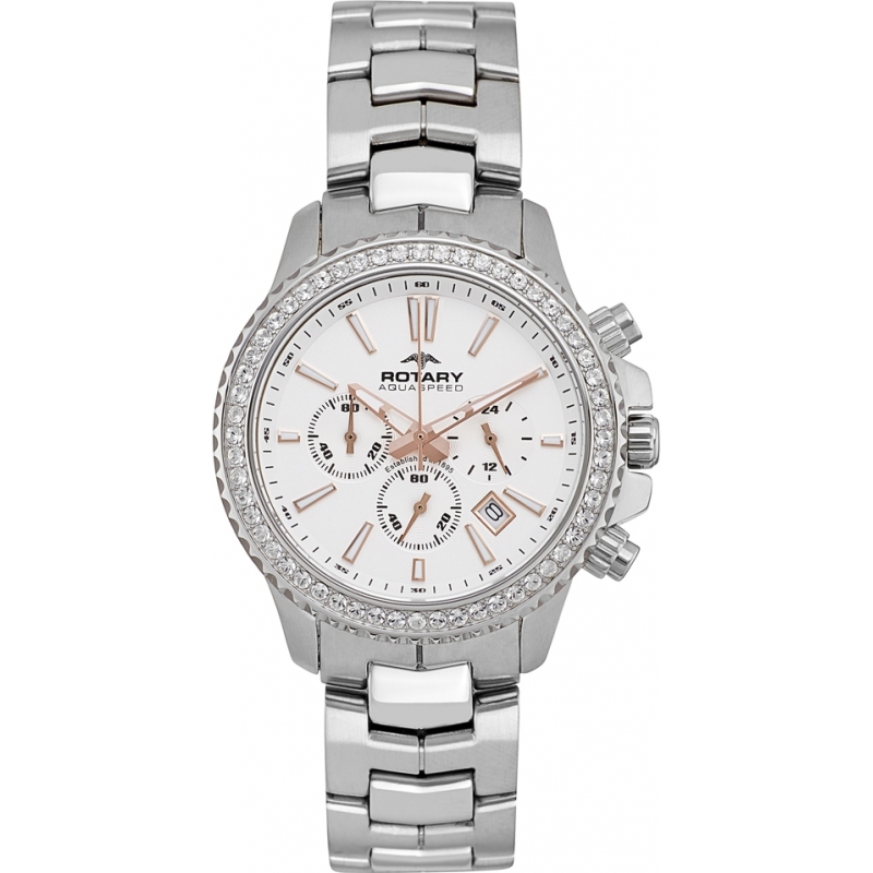 Rotary Ladies Aquaspeed Summer Rose Silver Chronograph Watch