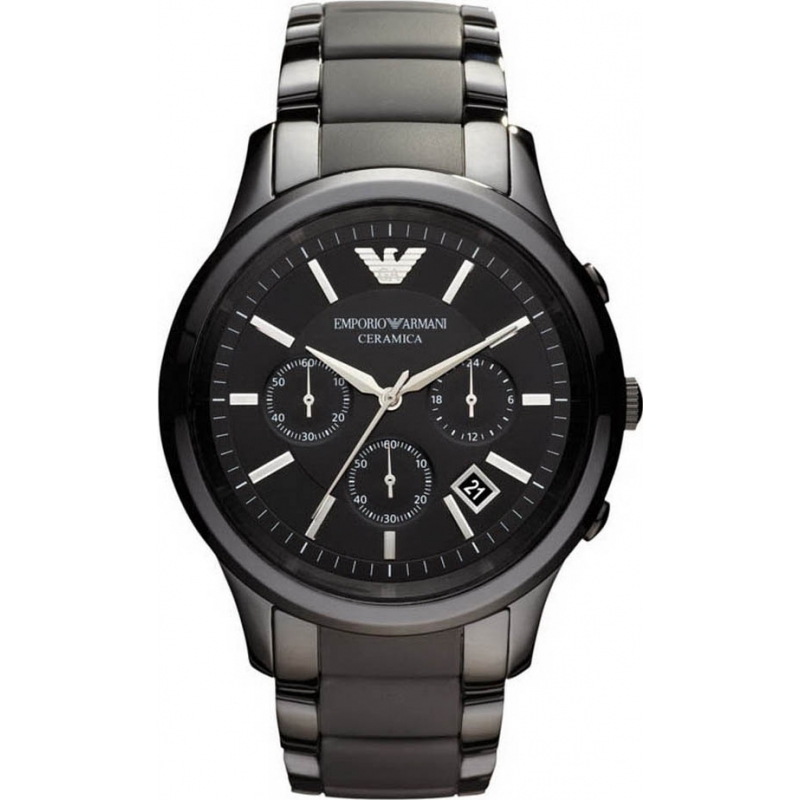 Emporio Armani Mens Black Ceramic Chronograph Watch