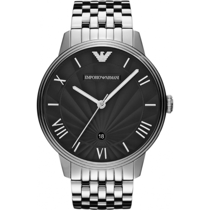 Emporio Armani Mens Black Silver Watch