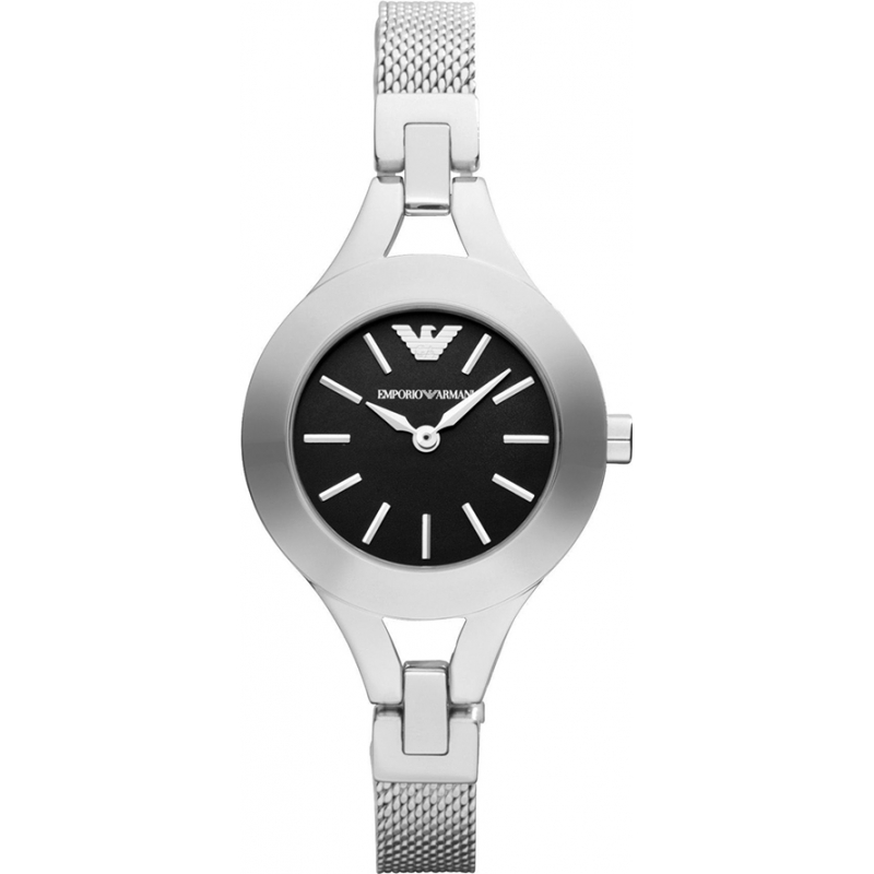 Emporio Armani Ladies Black and Silver Watch
