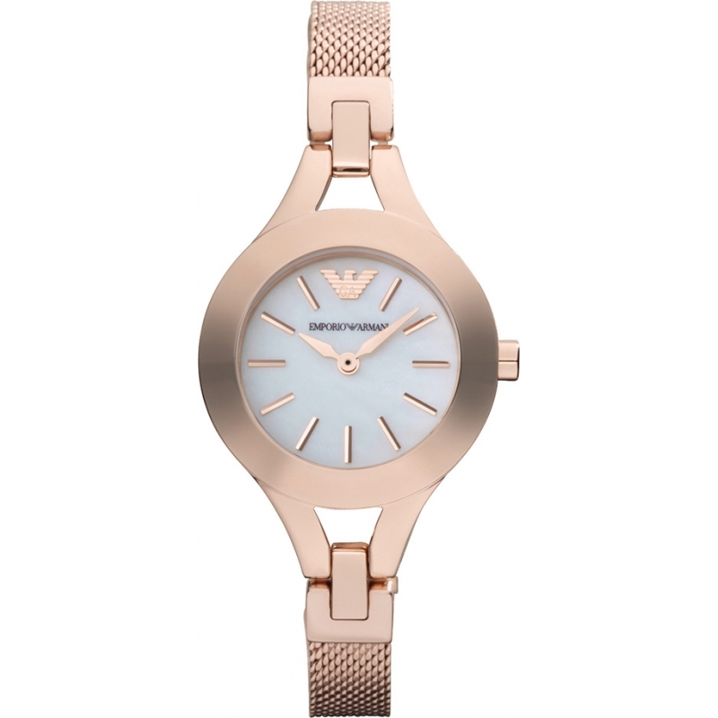Emporio Armani Ladies Pearl and Rose Gold Watch