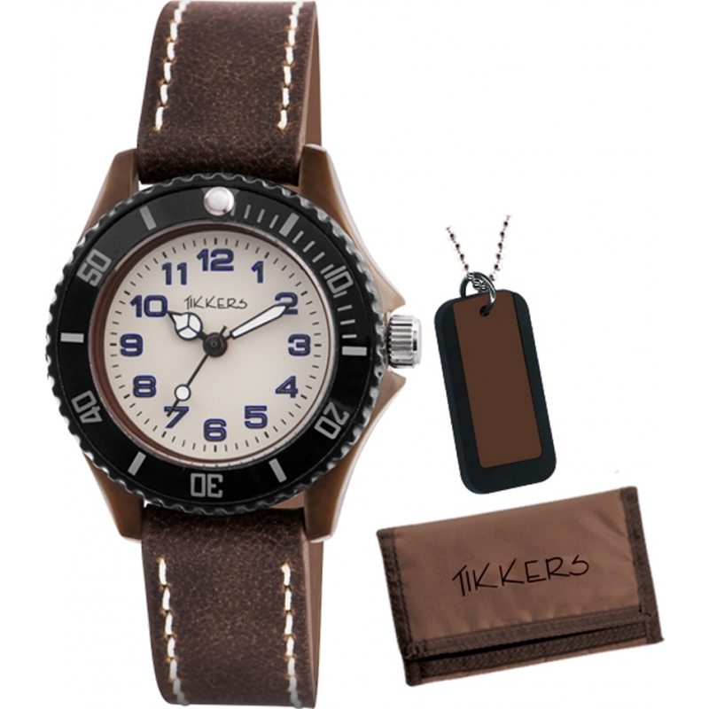 Tikkers Boys Vintage Watch Gift Set with Wallet and Necklace