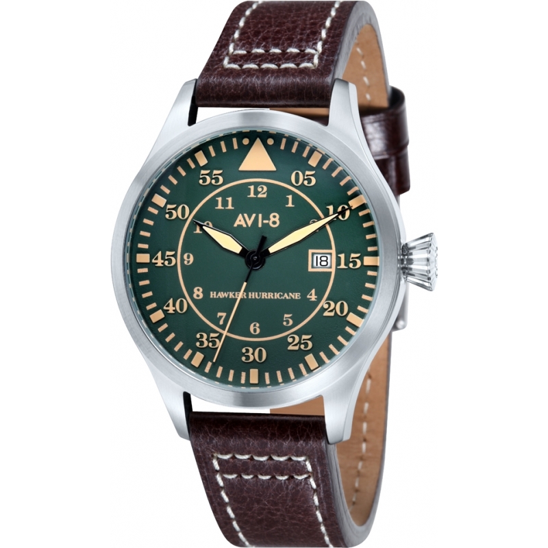 AVI-8 Mens Hawker Hurricane Brown Leather Strap Watch