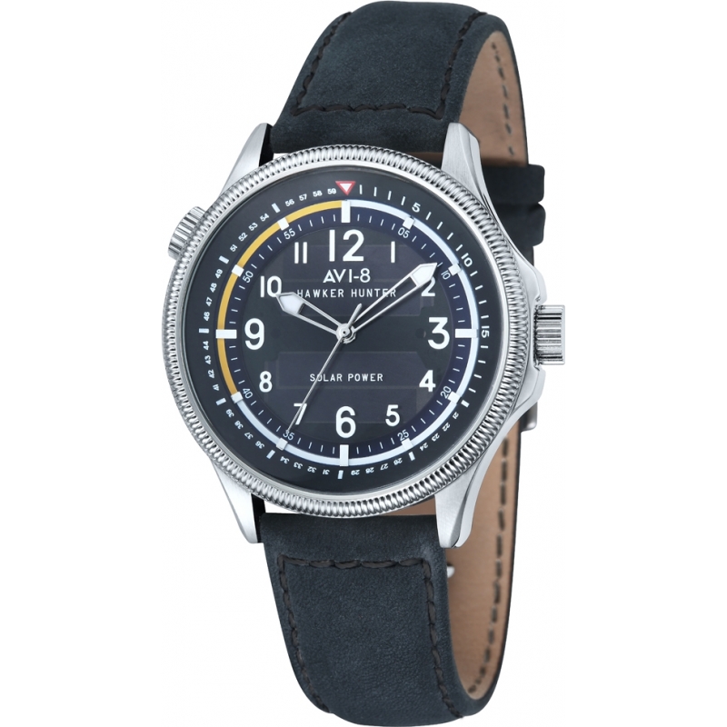 AVI-8 Mens Hawker Hurricane Dark Blue Leather Strap Watch