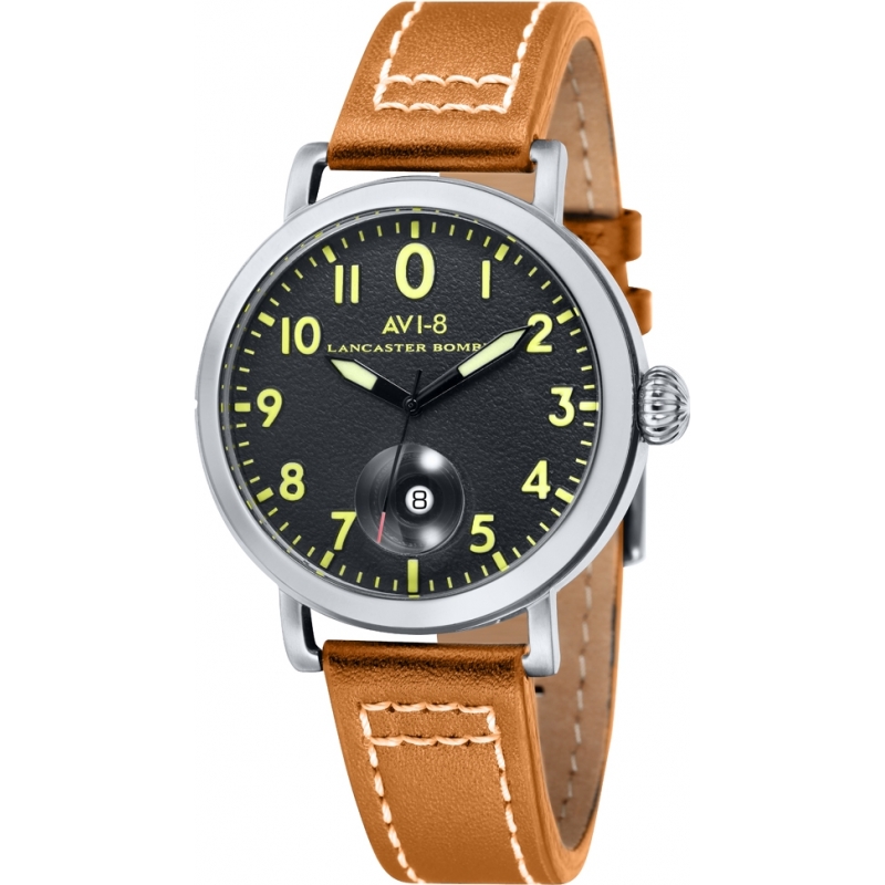 AVI-8 Mens Lancaster Bomber Mustard Leather Strap Watch