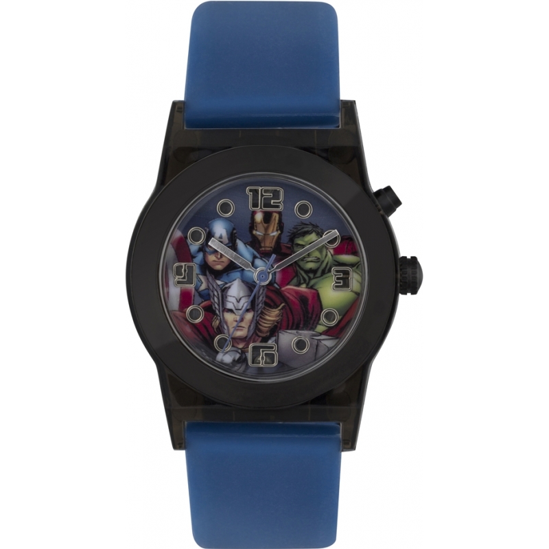 Avengers Marvel Boys Flashing Watch with Blue Silicone Band
