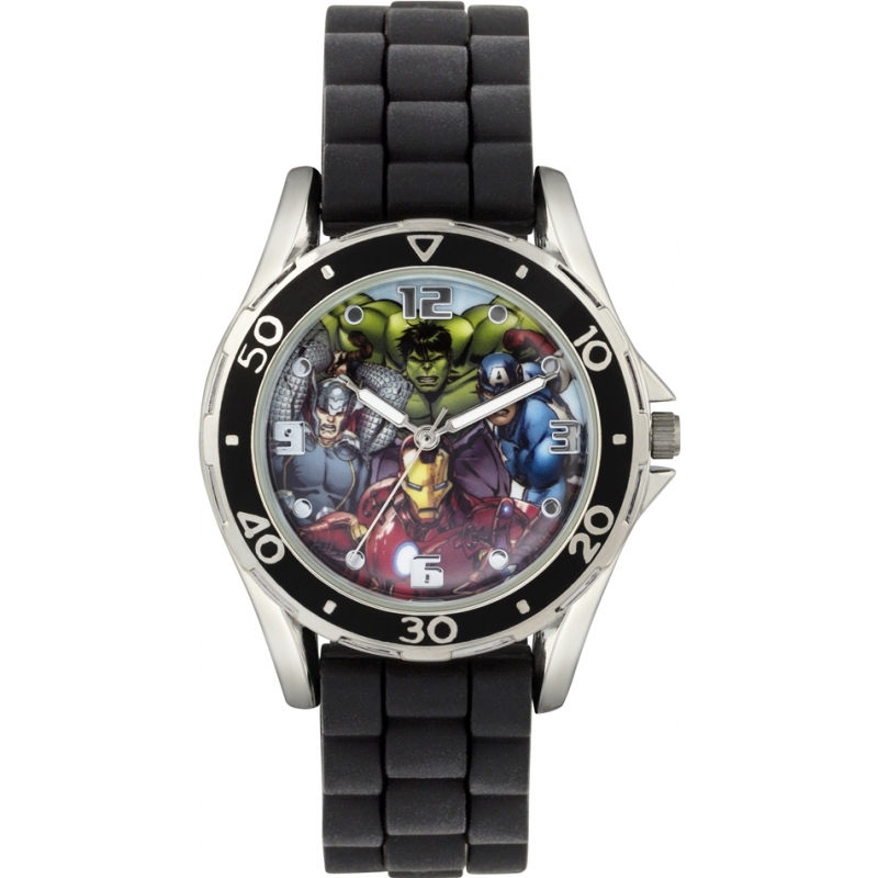 Avengers Marvel Boys Watch with Black Silicone Strap