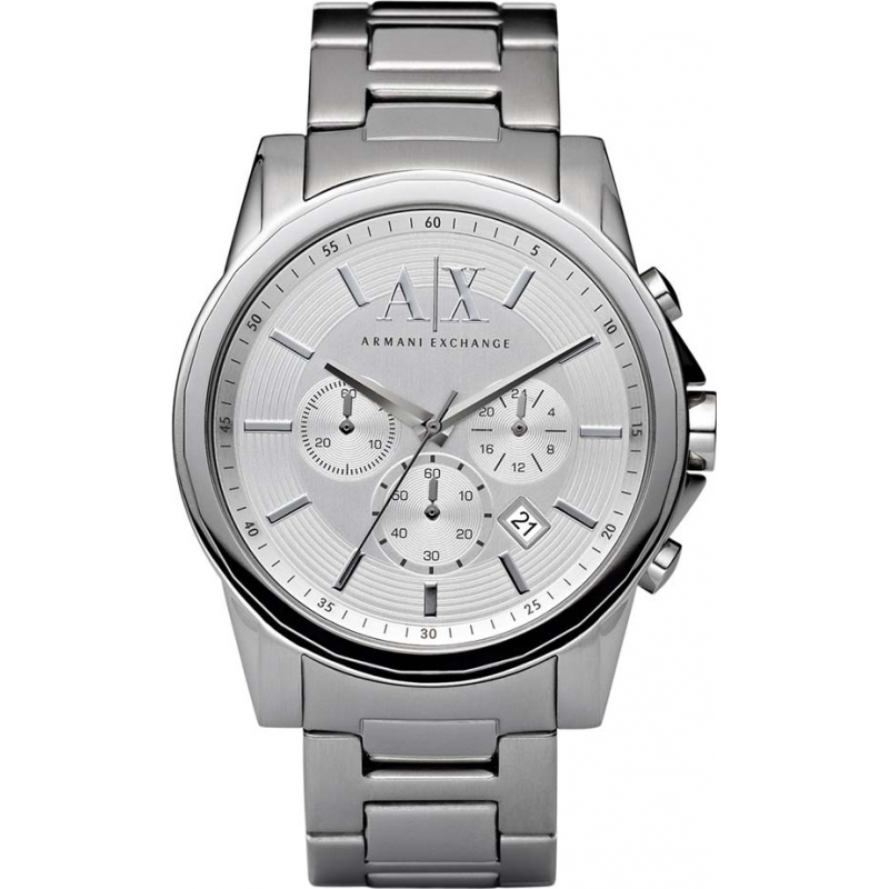 Armani Exchange Mens Dress Silver Steel Chronograph Watch