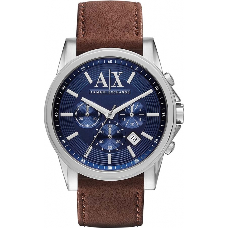 Armani Exchange Mens Blue Brown Chronograph Dress Watch