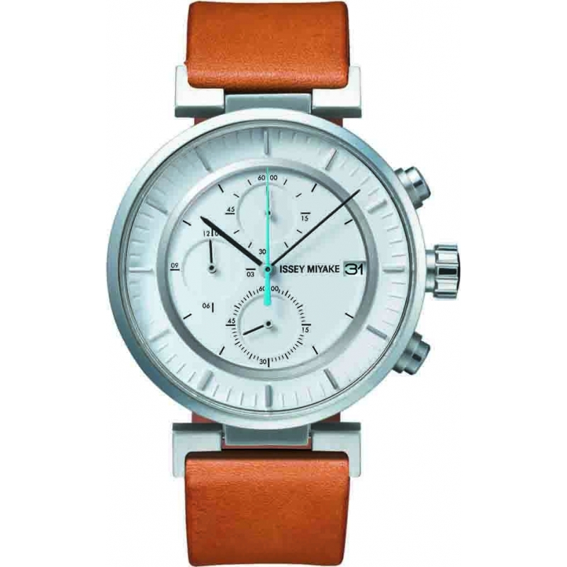 Issey Miyake Mens W Tan Leather Chronograph Watch