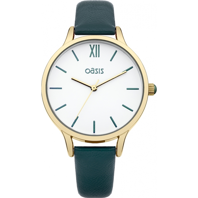 Oasis Ladies Green Leather Strap Watch