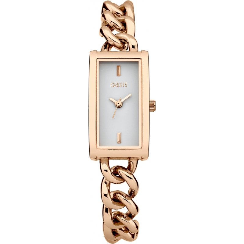 Oasis Ladies White and Rose Gold Bracelet Watch