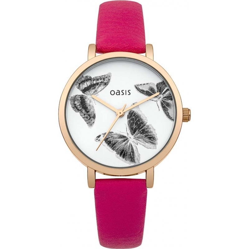 Oasis Ladies Pink Leather Strap Watch
