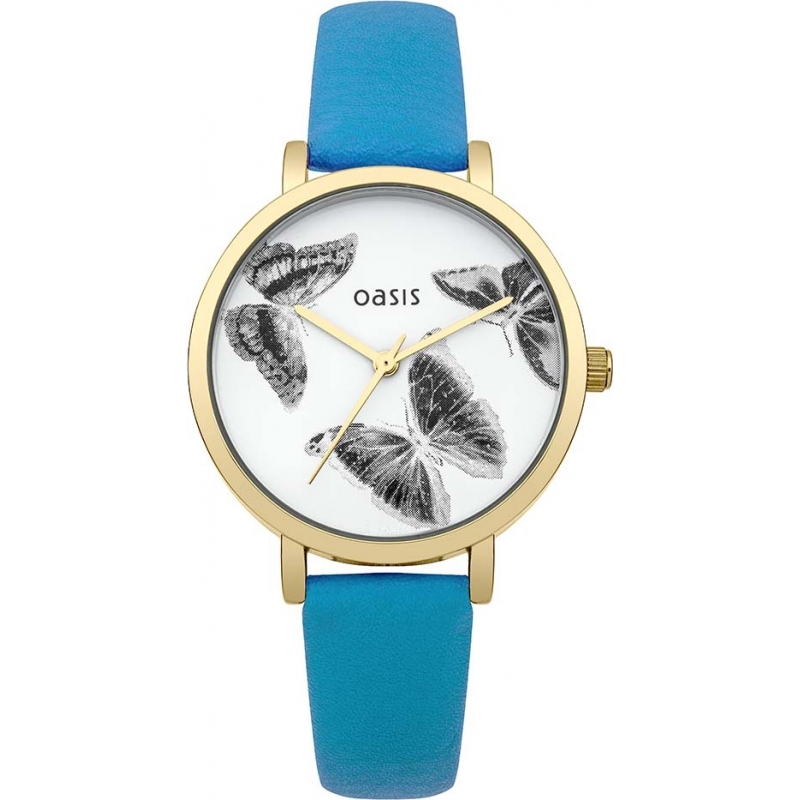 Oasis Ladies Blue Leather Strap Watch