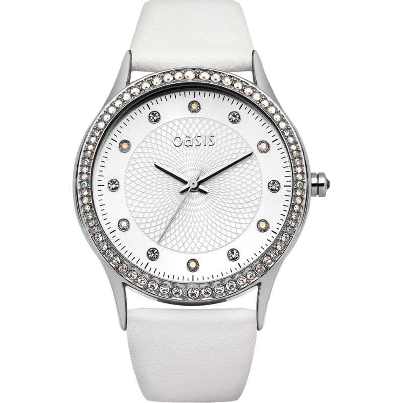 Oasis Ladies White Leather Strap Watch