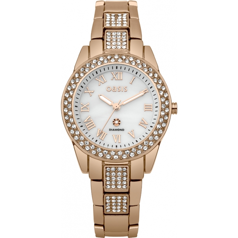 Oasis Ladies Rose Gold Steel Bracelet Watch