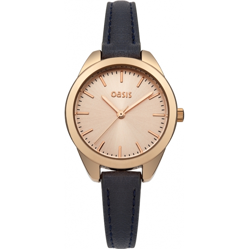 Oasis Ladies Navy Leather Strap Watch