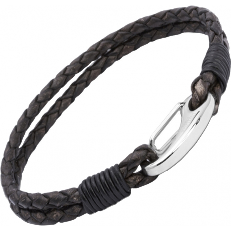 Unique Mens Antique Black Leather Bracelet