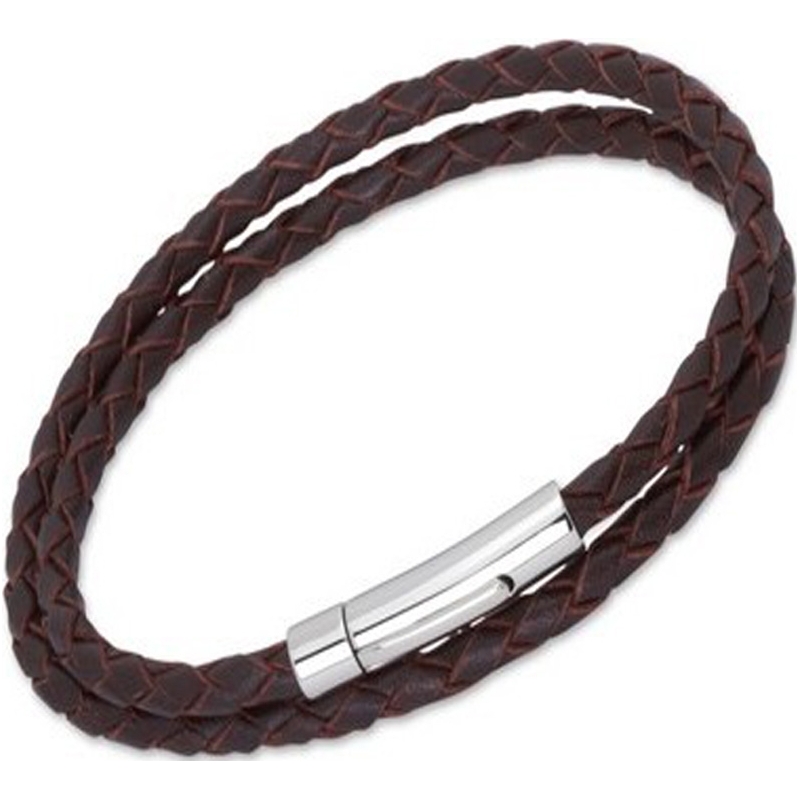 Unique Mens Dark Brown Leather Bracelet
