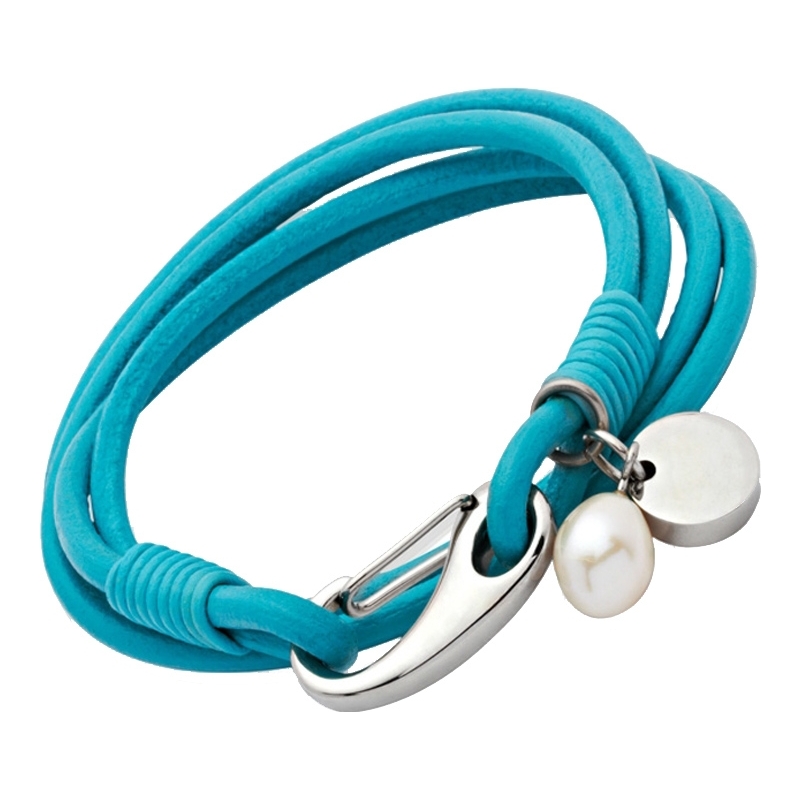 Unique Ladies Turquoise Leather Bracelet