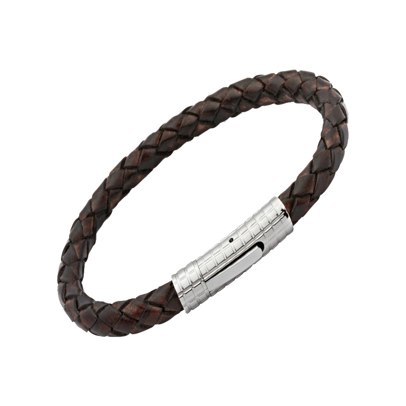 Unique Mens Antique Brown Leather Bracelet