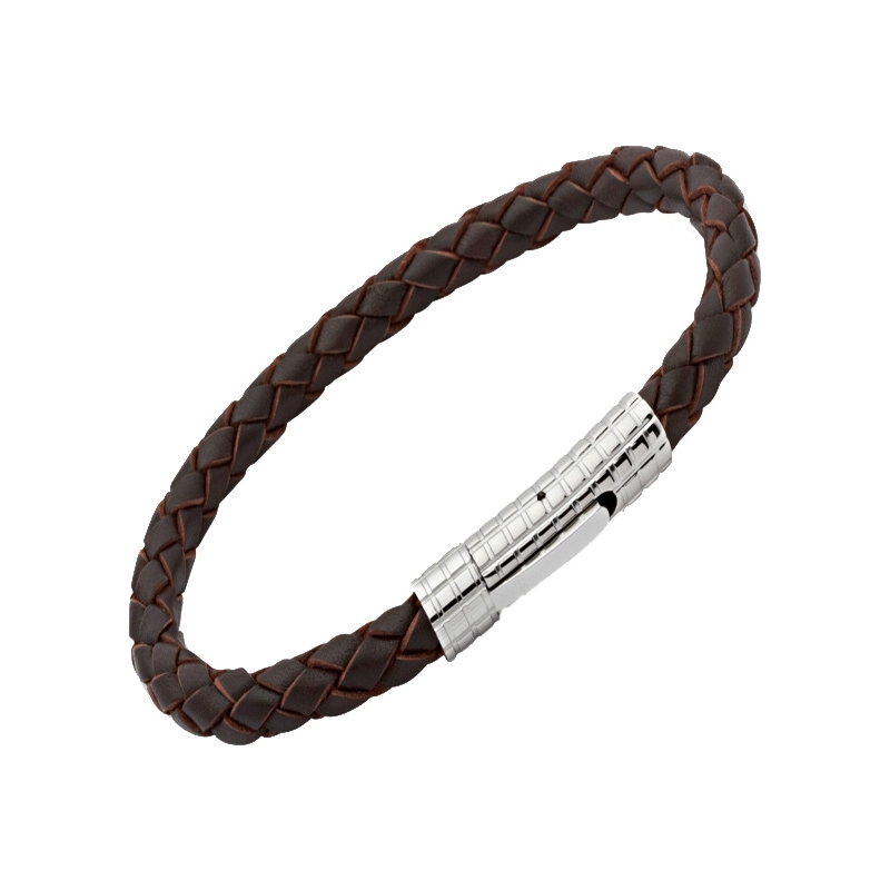 Unique Mens Dark Brown Leather Bracelet