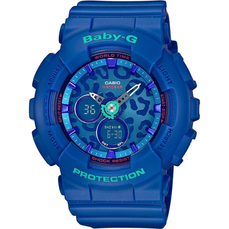 Casio Ladies Baby-G World Time Blue Resin Strap Combi Watch